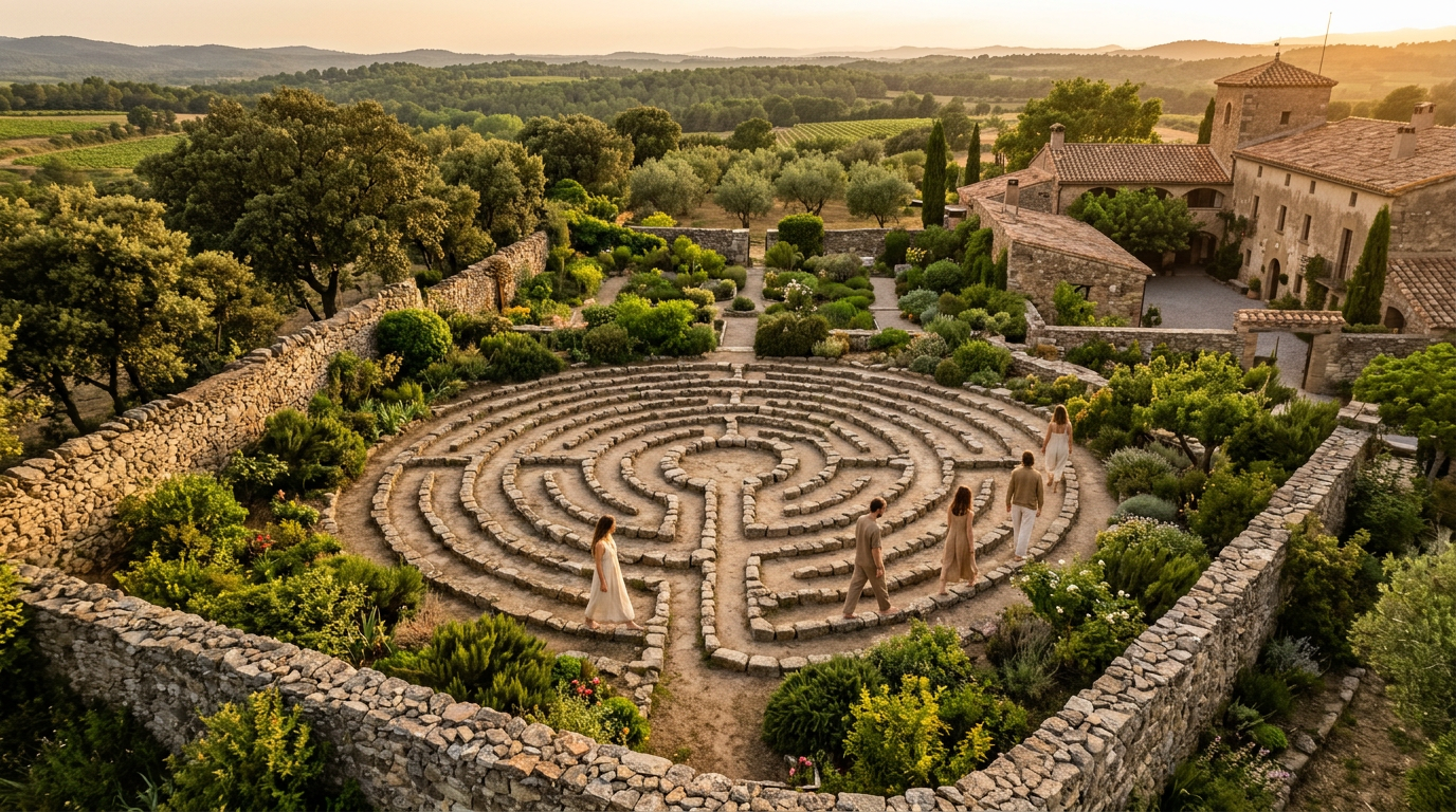 Vista aérea del Laberinto ZEN en La Rovira Nova, Vic